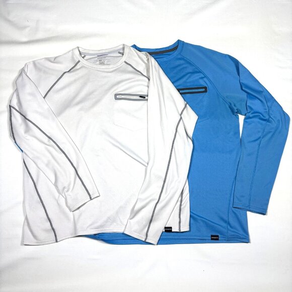 Lot of 2 Patagonia Fitz Roy Performance Fishing Zip-Pocket L/S T-Shirt Mens L - Picture 1 of 15